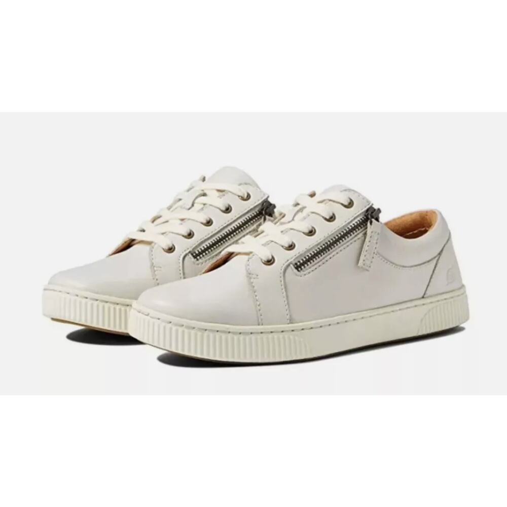 Born Paloma Leather Side Zip Sneakers Oxford Cream White Womens Size 10M US - Picture 1 of 12